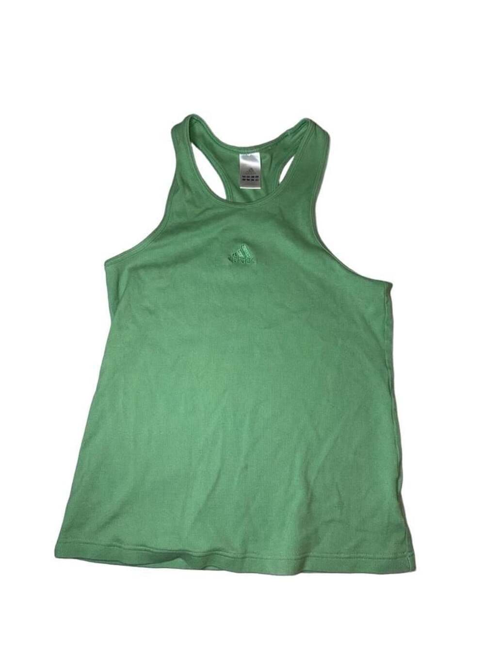 adidas women green ribbed tank